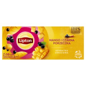 Herbata LIPTON owocowa, mango i czarna porzeczka, 20 torebek