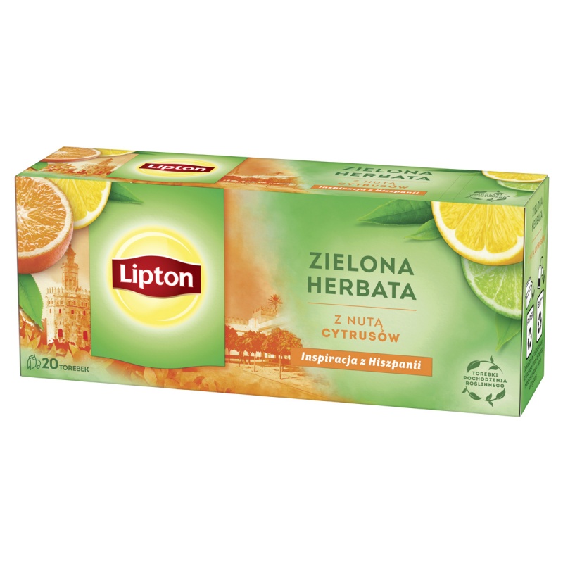 Herbata LIPTON zielona, z nutą cytrusów, 20 torebek - obrazek 2