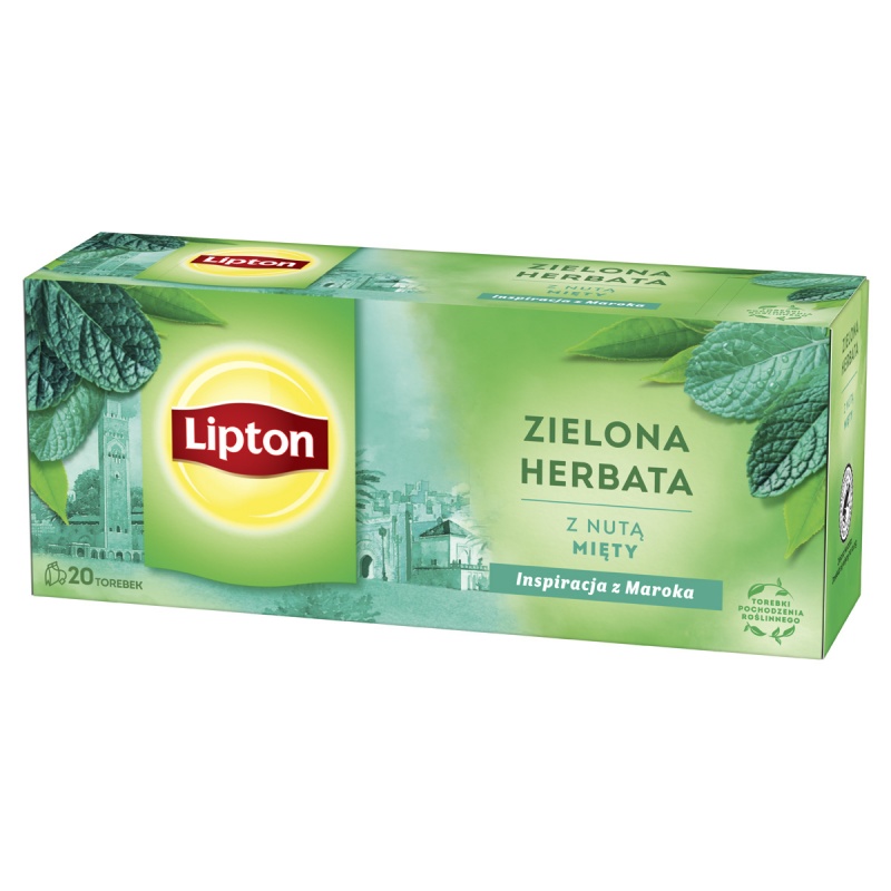 Herbata LIPTON zielona, z nutą mięty, 20 torebek - obrazek 2