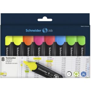 Zestaw zakreślaczy SCHNEIDER Job, 1-5 mm, 8 szt., miks kolorów