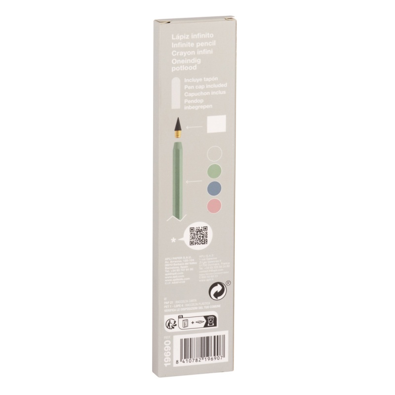Ołówek wieczny APLI Infinite, HB, pudełko kart. z zawieszką, szary - obrazek 4