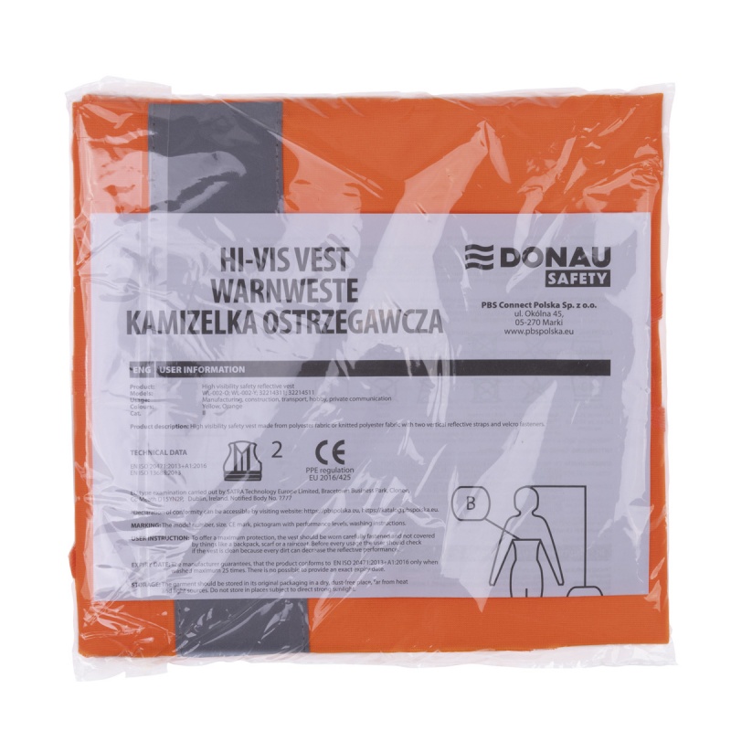 Kamizelka ostrzegawcza DONAU SAFETY, rozm. XL, pomarańczowa - obrazek 3