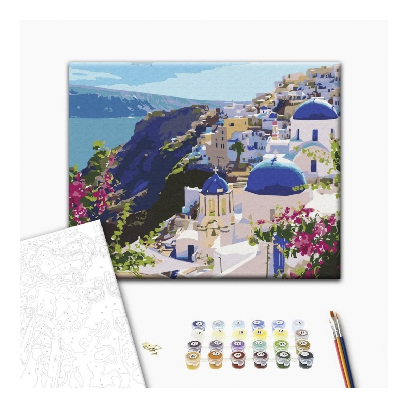Malowanie po numerach BRUSHME, 40x50 cm, krajobraz Santorini, 1 szt., w pudełku
