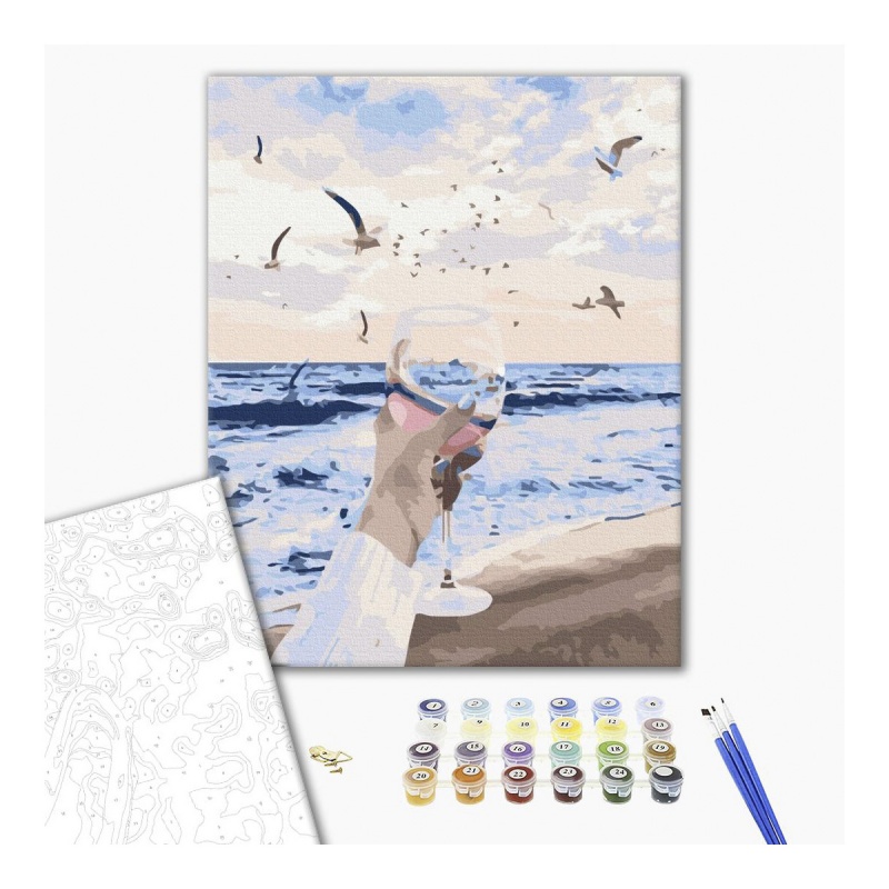 Malowanie po numerach BRUSHME, 40x50 cm, morze w szklance, 1 szt., w pudełku