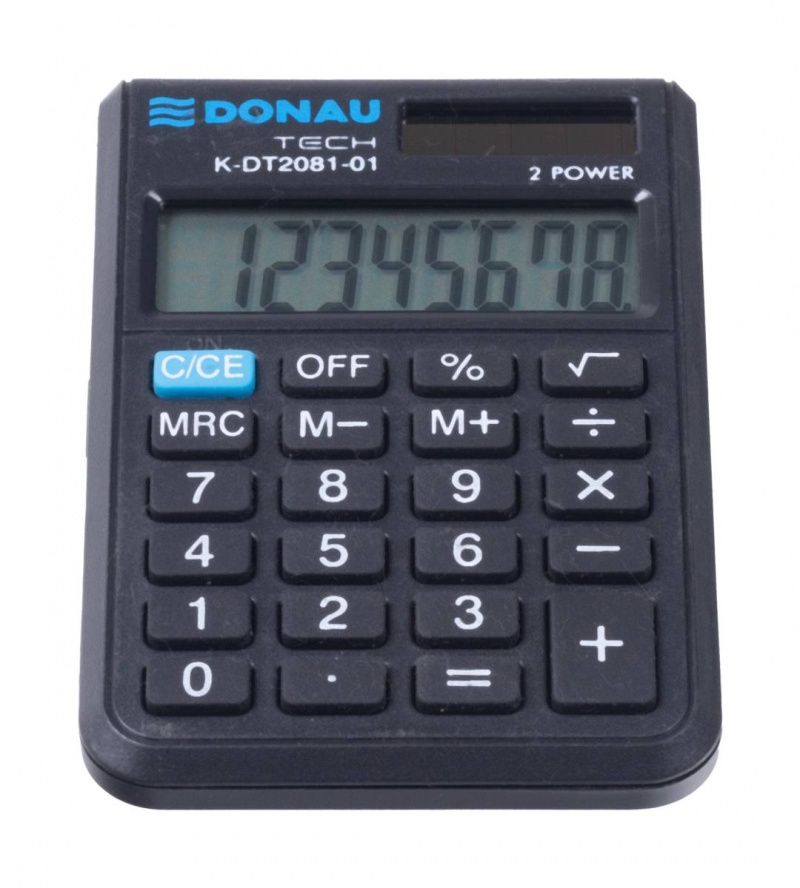 Kalkulator kieszonkowy DONAU TECH, CI-SLD100NR, 8-cyfr. wyświetlacz, wym. 90x60x11 mm, czarny - obrazek 13