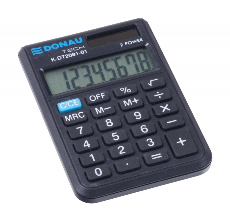 Kalkulator kieszonkowy DONAU TECH, CI-SLD100NR, 8-cyfr. wyświetlacz, wym. 90x60x11 mm, czarny - obrazek 12