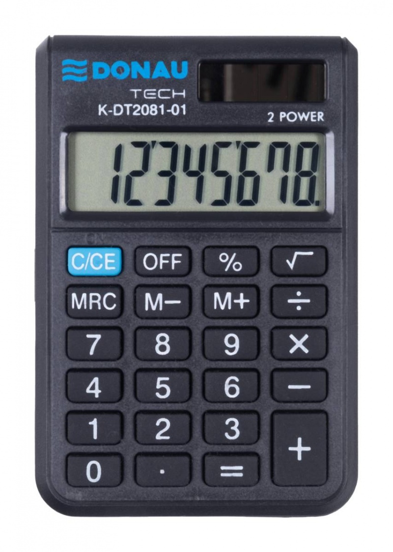Kalkulator kieszonkowy DONAU TECH, CI-SLD100NR, 8-cyfr. wyświetlacz, wym. 90x60x11 mm, czarny - obrazek 10