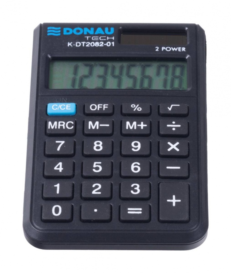 Kalkulator kieszonkowy DONAU TECH, CI-SLD200NR, 8-cyfr. wyświetlacz, wym. 97x60x10 mm, czarny - obrazek 11