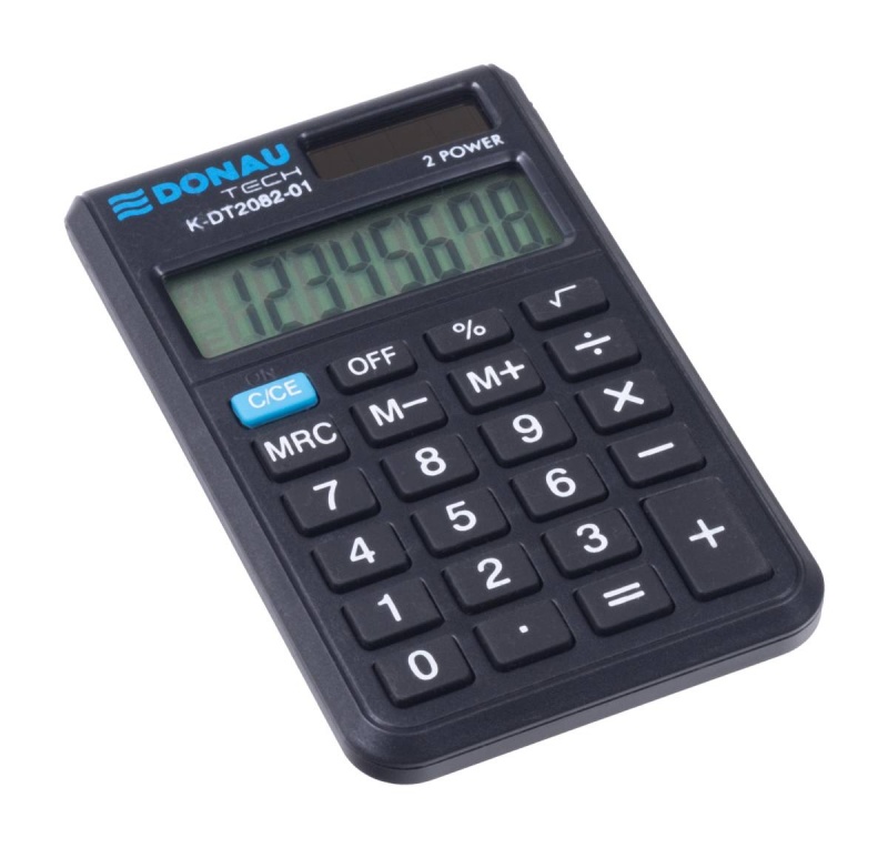 Kalkulator kieszonkowy DONAU TECH, CI-SLD200NR, 8-cyfr. wyświetlacz, wym. 97x60x10 mm, czarny - obrazek 12