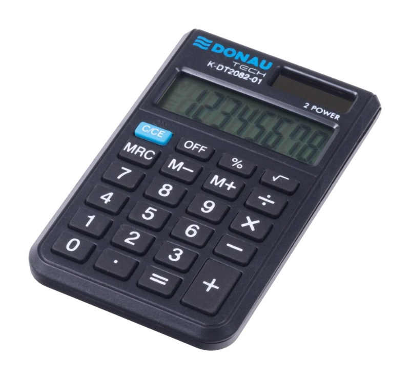 Kalkulator kieszonkowy DONAU TECH, CI-SLD200NR, 8-cyfr. wyświetlacz, wym. 97x60x10 mm, czarny - obrazek 13