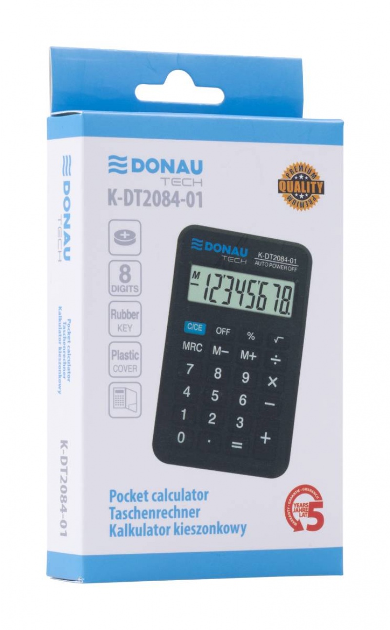 Kalkulator kieszonkowy DONAU TECH, CI-LC210NR, 8-cyfr. wyświetlacz, wym. 97x62x11 mm, czarny - obrazek 8