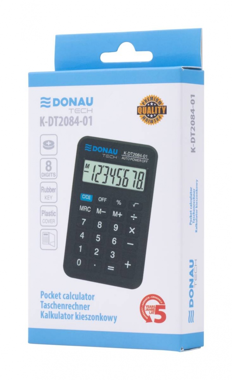 Kalkulator kieszonkowy DONAU TECH, CI-LC210NR, 8-cyfr. wyświetlacz, wym. 97x62x11 mm, czarny - obrazek 9