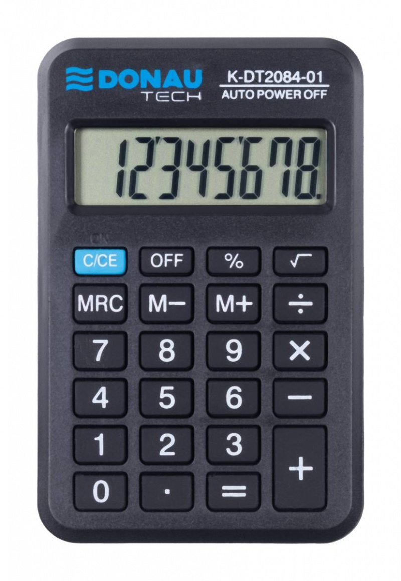 Kalkulator kieszonkowy DONAU TECH, CI-LC210NR, 8-cyfr. wyświetlacz, wym. 97x62x11 mm, czarny - obrazek 10