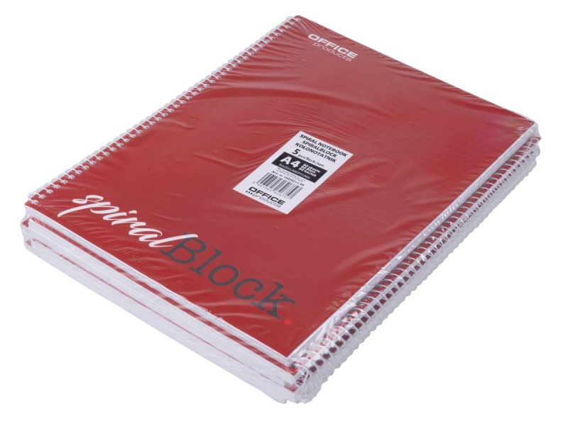 Kołonotatnik OFFICE PRODUCTS, A4, w linie, 80 kart., 70gsm, bordowy - obrazek 2