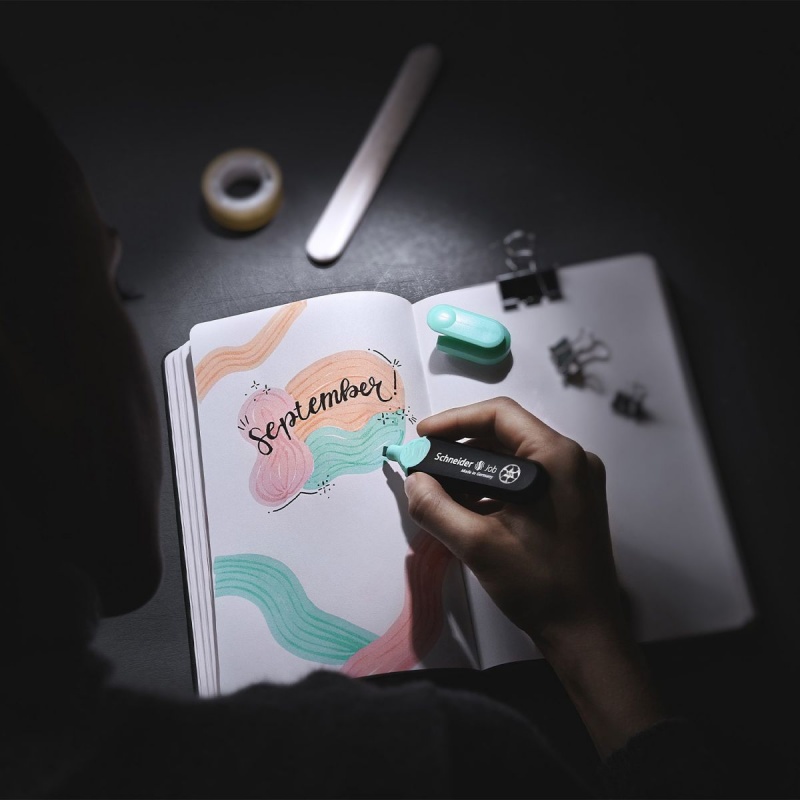 Zestaw zakreślaczy SCHNEIDER Job Pastel Grey, 1-5 mm, 6 szt., pudełko z zawieszką, mix kolorów - obrazek 4