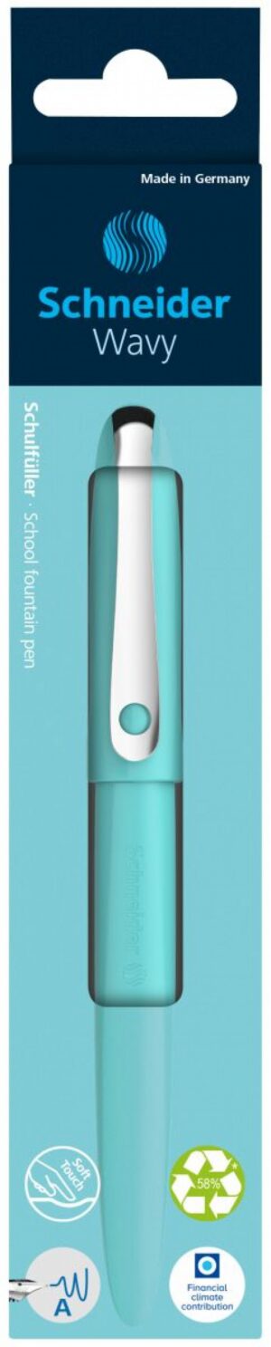 Pióro wieczne SCHNEIDER Wavy, A, w pudełku z zawieszką, turkusowe