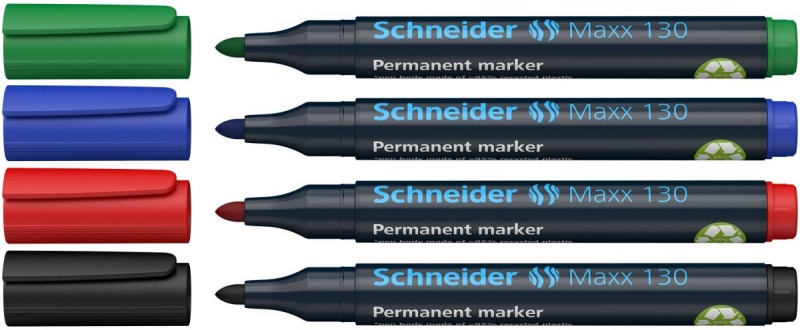 Zestaw markerów uniwersalnych SCHNEIDER Maxx 130, 1-3 mm, 4 szt., pudełko z zawieszką, mix kolorów - obrazek 2