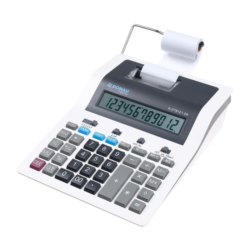 Kalkulator drukujący DONAU TECH, CI-CX123N, 12-cyfr. wyświetlacz, wym. 267x202x77 mm, biały - obrazek 4