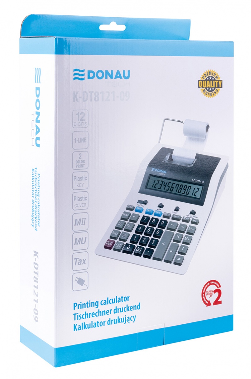 Kalkulator drukujący DONAU TECH, CI-CX123N, 12-cyfr. wyświetlacz, wym. 267x202x77 mm, biały - obrazek 7
