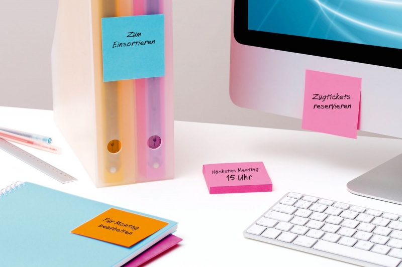 Karteczki samoprzylepne Post-it® Super Sticky (654-6SS-PNK), 76x76mm, 6x90 kart., fuksja - obrazek 2