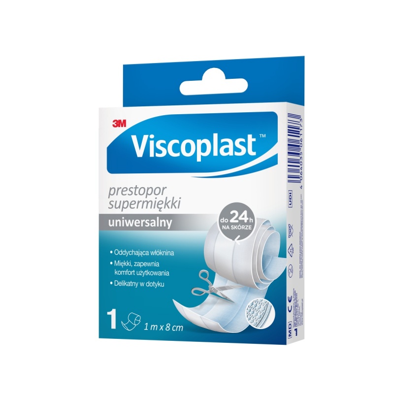 Plaster do cięcia VISCOPLAST Prestopor, supermiękki, 8cmx1m, biały - obrazek 3