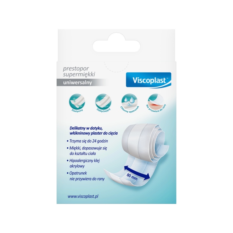 Plaster do cięcia VISCOPLAST Prestopor, supermiękki, 8cmx1m, biały - obrazek 4