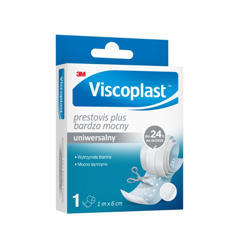 Plaster do cięcia VISCOPLAST Prestovis Plus, bardzo mocny, 6cmx1m, biały - obrazek 2