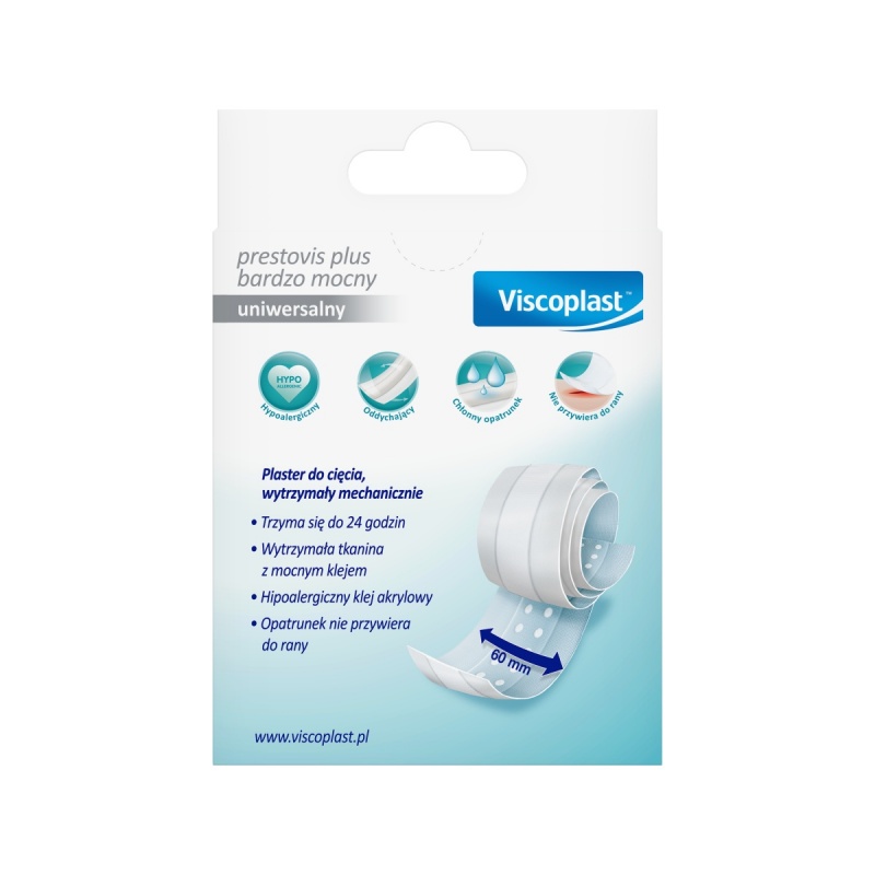 Plaster do cięcia VISCOPLAST Prestovis Plus, bardzo mocny, 6cmx1m, biały - obrazek 4