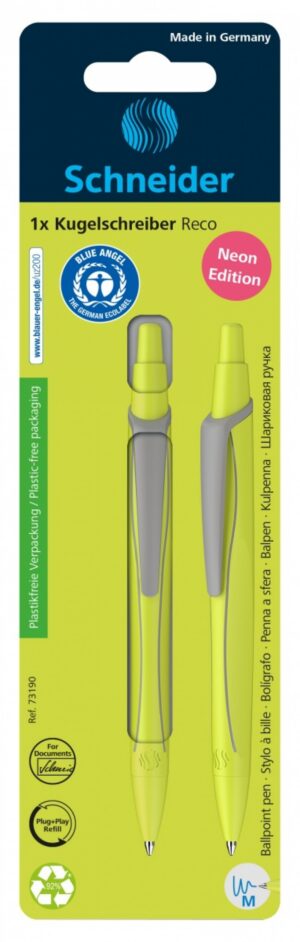 Długopis automatyczny SCHNEIDER Reco, M, blister, mix kolorów neonowych