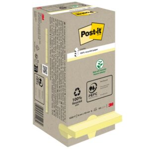 Karteczki samoprzylepne POST-IT® Recycled Z-Notes  (R330-1T), 76x76mm, 16x100 kart., żółty