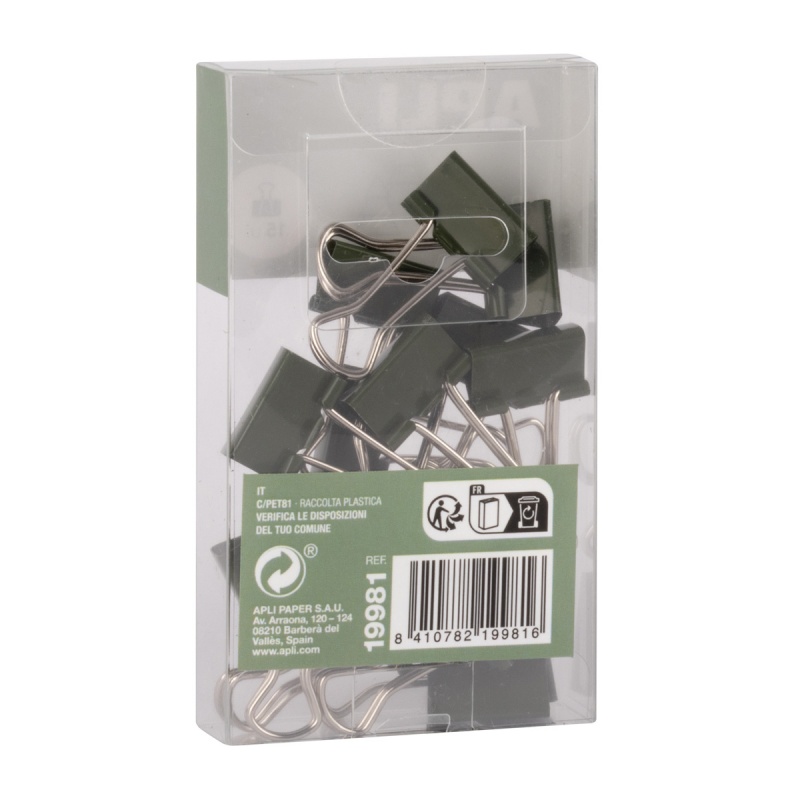 Klipy do dokumentów APLI Up North, 19mm, 15szt, pudełko z zawieszką, khaki - obrazek 2