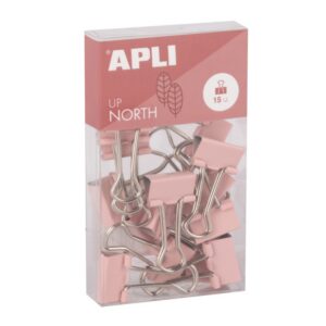 Klipy do dokumentów APLI Up North, 19mm, 15szt, pudełko z zawieszką, różowe