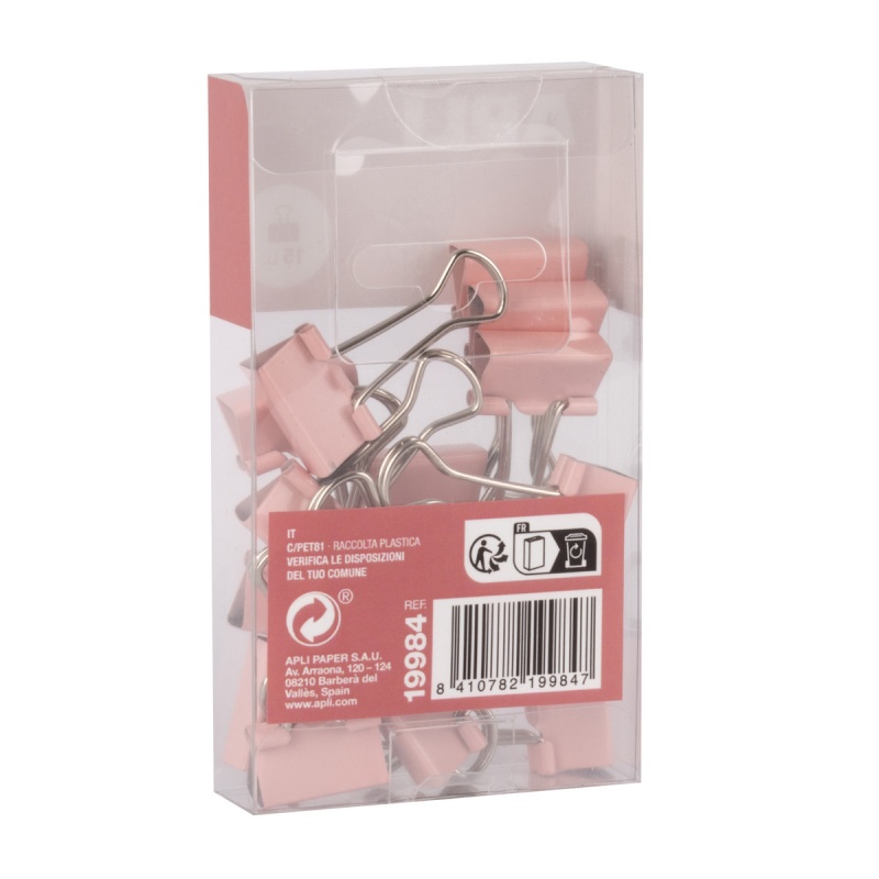 Klipy do dokumentów APLI Up North, 19mm, 15szt, pudełko z zawieszką, różowe - obrazek 2