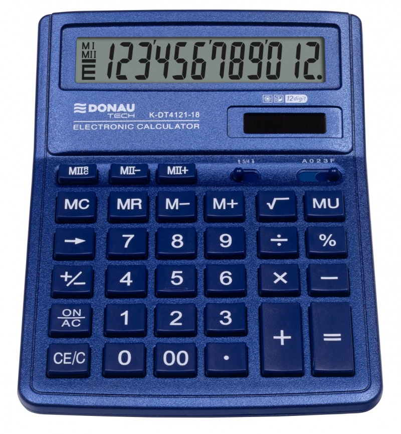 Kalkulator biurowy DONAU TECH, CI-SDC444XRNVE, 12-cyfr. wyświetlacz, wym. 190x143x40 mm, granatowy - obrazek 3