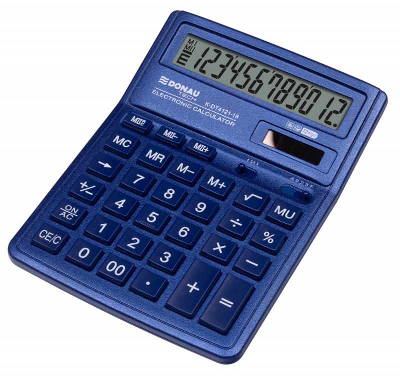 Kalkulator biurowy DONAU TECH, CI-SDC444XRNVE, 12-cyfr. wyświetlacz, wym. 190x143x40 mm, granatowy - obrazek 4