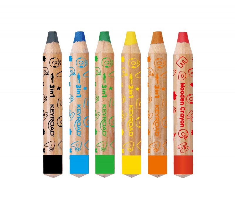 Kredki świecowe KEYROAD, Colorix 3 in 1, Jumbo, z temperówką, 6 szt., zawieszka - obrazek 2