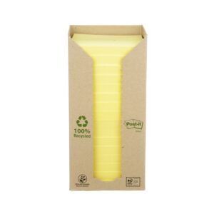 Karteczki samoprzylepne POST-IT® Recycled Notes (654-1T), 76x76mm, 16x100 kart., żółty