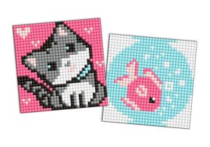 Diamentowa mozaika na magnesie IDEYKA, 9x9 cm, kids, ryba i kotek, 2 szt.