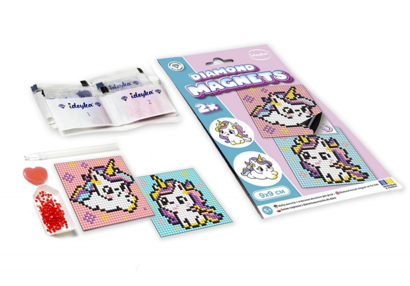 Diamentowa mozaika na magnesie IDEYKA, 9x9 cm, kids, pełen wdzieku motyl, 2 szt. - obrazek 2