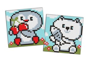 Diamentowa mozaika na magnesie IDEYKA, 9x9 cm, kids, pingwin i niedźwiadek, 2 szt.