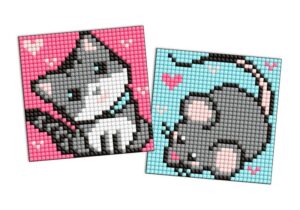 Diamentowa mozaika na naklejce IDEYKA, 9x9 cm, kids, szarzy przyjaciele, 2 szt.