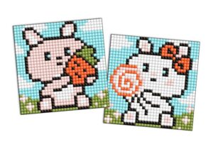 Diamentowa mozaika na naklejce IDEYKA, 9x9 cm, kids, śliczne króliczki, 2 szt.