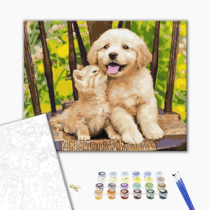 Malowanie po numerach BRUSHME, 40x50 cm, mali przyjaciele, 1 szt., w pudełku