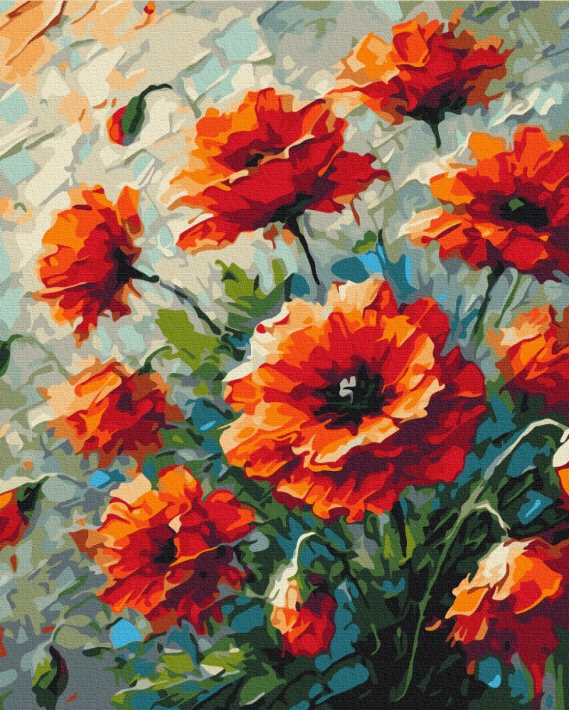 Malowanie po numerach BRUSHME, 40x50 cm, maki, 1 szt., w pudełku - obrazek 2