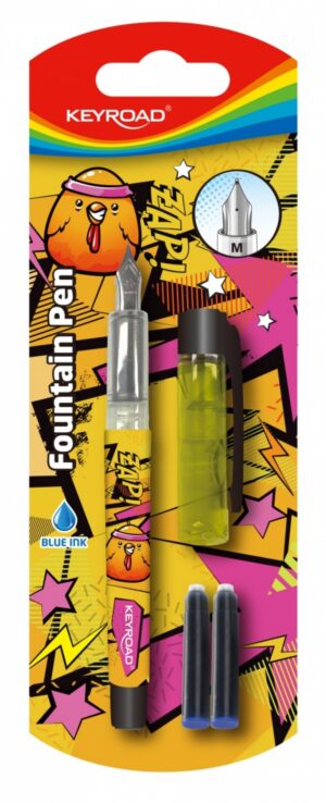 Pióro wieczne KEYROAD, 2 naboje, blister, mix kolorów