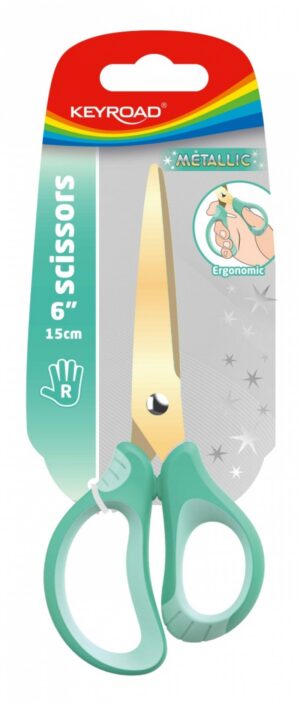 Nożyczki KEYROAD Metallic, powłoka tytanowa, 15,5 cm, zawieszka, mix kolorów