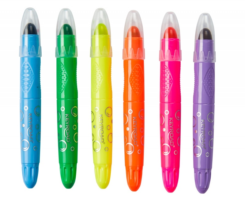 Kredki żelowe KEYROAD Neon, 6 szt., mix kolorów neonowych - obrazek 2