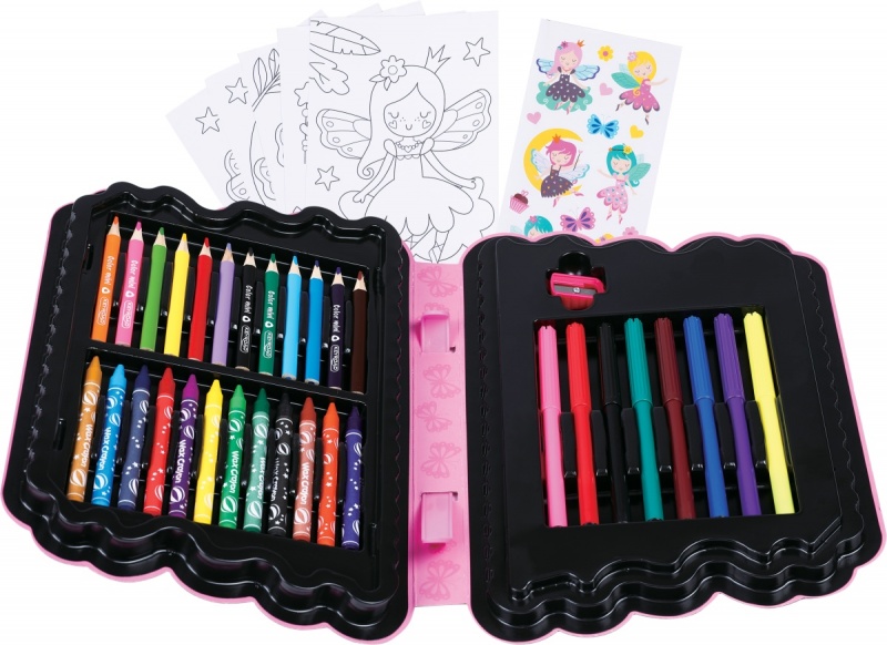 Zestaw artystyczny dla dzieci KEYROAD, 54 elementy, pudełko z rączką, motyl - obrazek 2