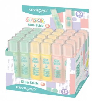 Klej w sztyfcie KEYROAD Jelly Gel, przezroczysty, 9g, display, mix kolorów
