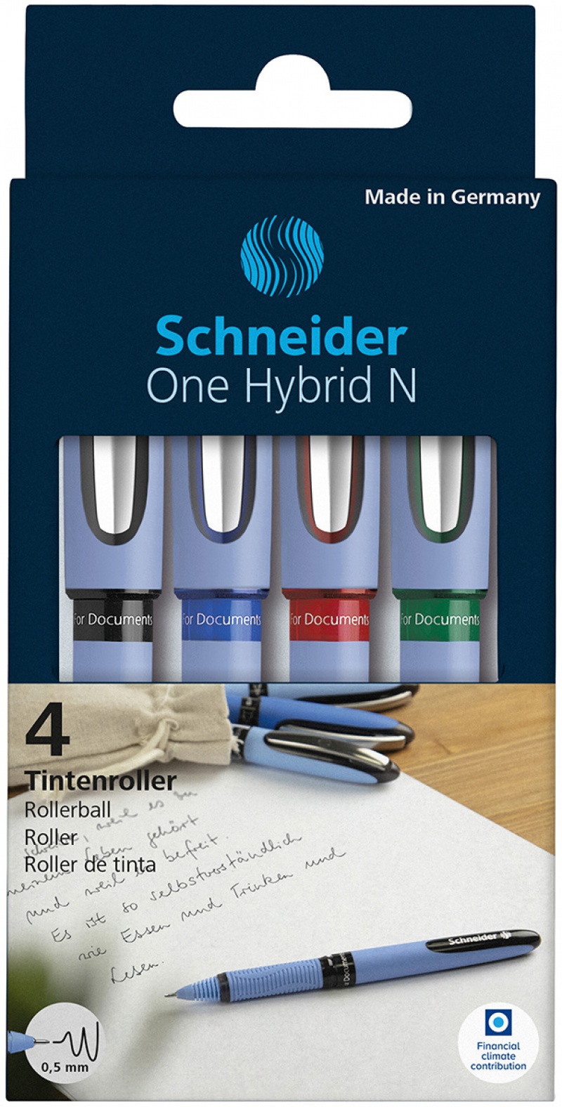 Pióro kulkowe Schneider ONE Hybrid N 0,5 mm, w etui 4 szt., miks kolorów - obrazek 2